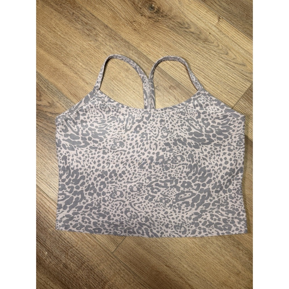 Beyond Yoga Spacedye Leopard Taupe Cropped Tank L Shelf Bra Athleisure Yoga Gym